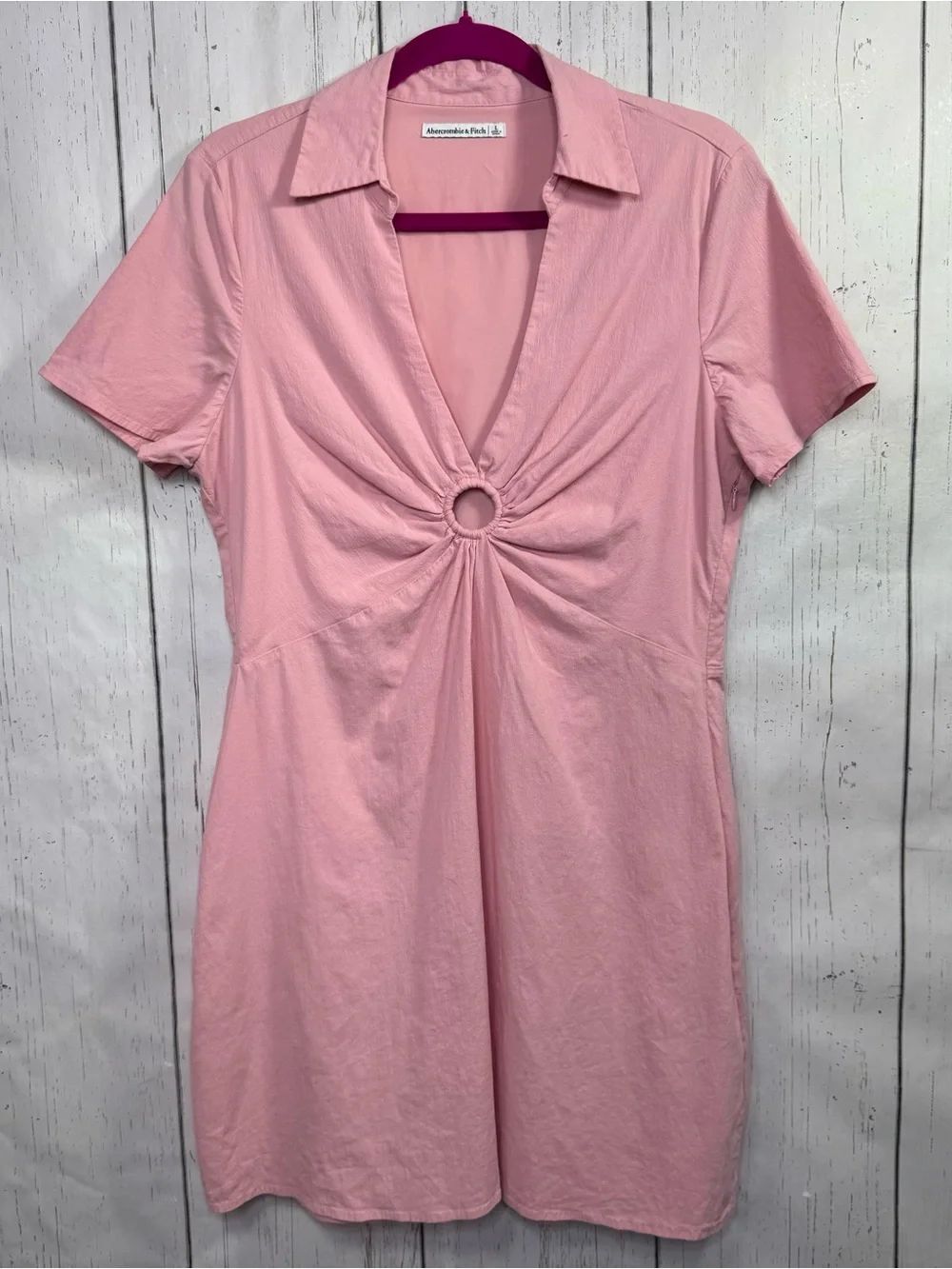 Abercrombie & Fitch Pink Ring Front Mini Dress Size L Y2K Coquette Vacation